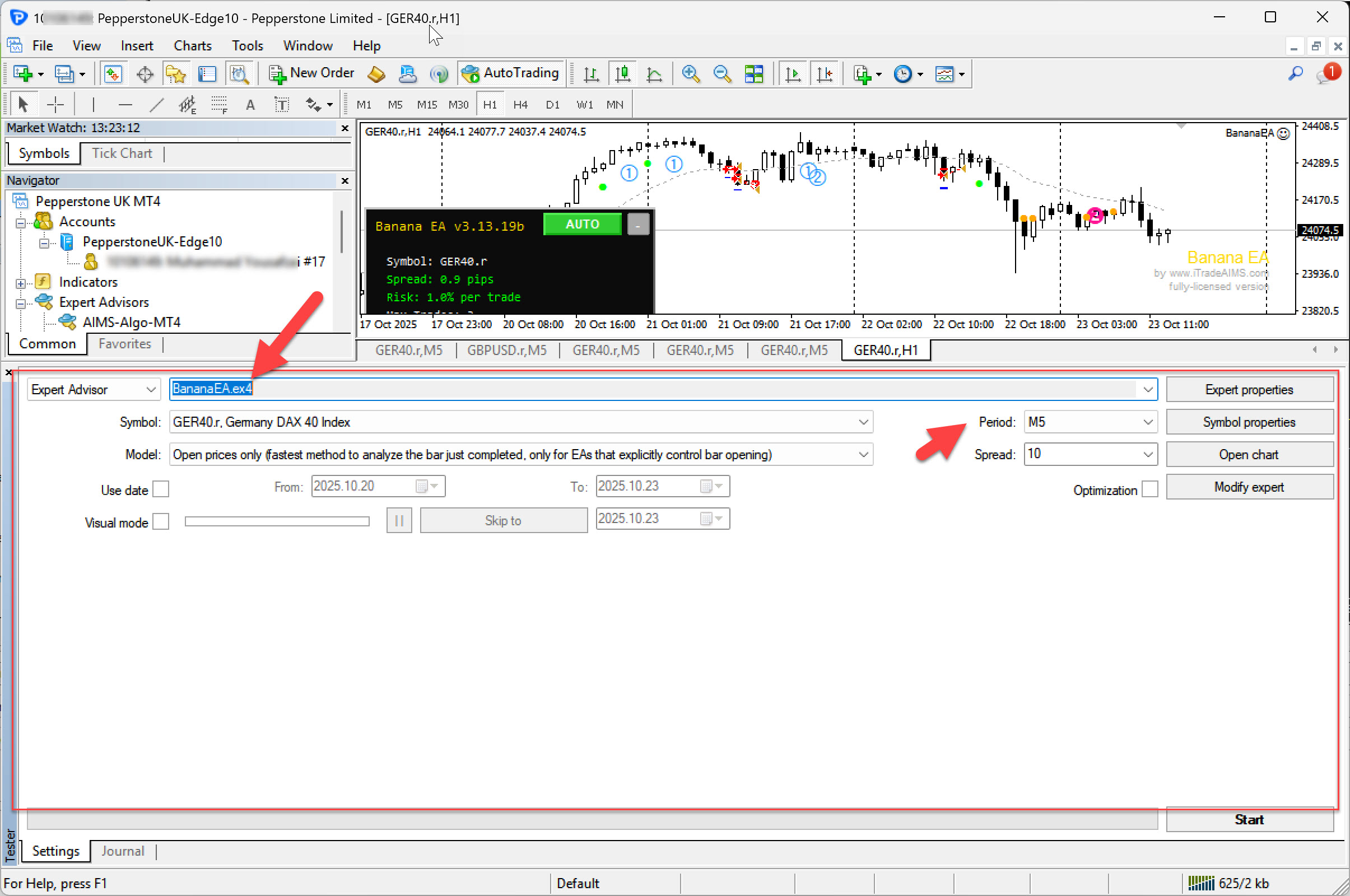 Strategy Tester Basic Settings